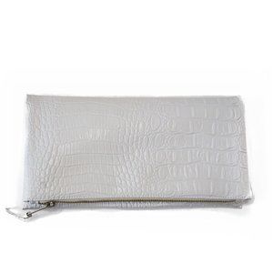 White Croc Gogo Maxi Clutch